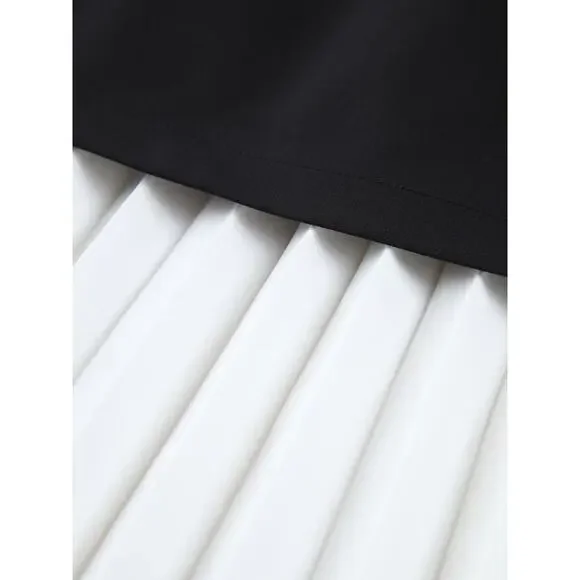 Commence Two Tone Pleated Long Skirt~Black/White~NEW w/Tags~Large - Picture 13 of 14